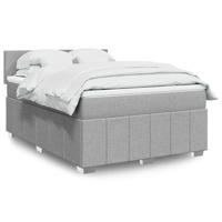 Boxspring met matras stof lichtgrijs 140x200 cm - thumbnail