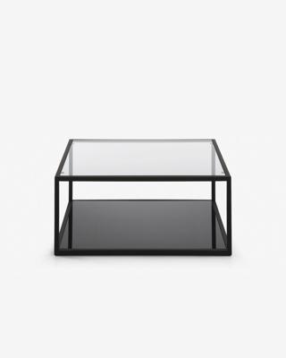 Kave Home Salontafel 'Blackhill' Glas met zwart frame, 80 x 80cm Kave Home Salontafel 'Blackhill' Glas met zwart frame, 80 x 80cm