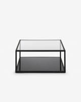 Kave Home Salontafel 'Blackhill' Glas met zwart frame, 80 x 80cm - thumbnail