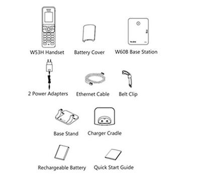 W53P - Draadloze VoIP-telefoon - DECT - 3-weg geschikt voor oproepen - SIP, SIP v2, SRTP - 8 lijnen