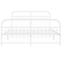 Bedframe met hoofd- en voeteneinde metaal wit 150x200 cm - thumbnail