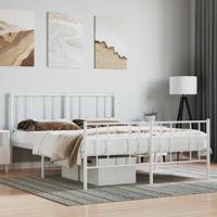 Bedframe met hoofd- en voeteneinde metaal wit 150x200 cm - thumbnail