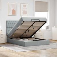 Ottoman bed met matras 140x190cm stof lichtgrijs - thumbnail
