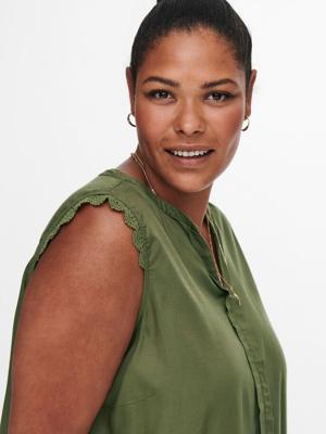 ONLY CARMAKOMA top CARMUMI met kant donkergroen