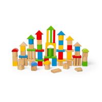 Bigjigs houten gekleurde bouwstenen, 80dlg. - thumbnail