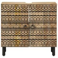 Wastafelkast 62x33x58 cm massief mangohout zwart - thumbnail