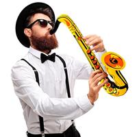 Saxofoon opblaasbaar geel - thumbnail
