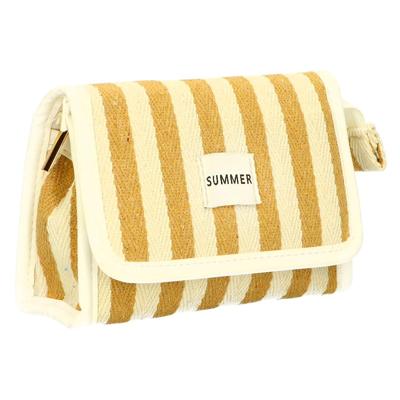 Traveller Spiegeltas summer geel gestreept 17cm x 11cm