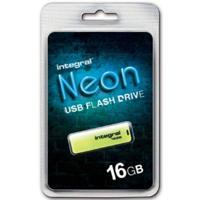 Integral Neon USB 2.0 stick, 16 GB, geel - thumbnail