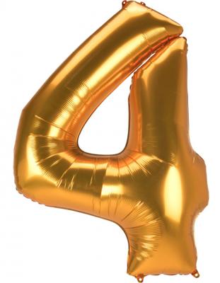 Amscan Folie ballon jumbo cijfer 4 goudkleurig 137 cm | 36 stuks
