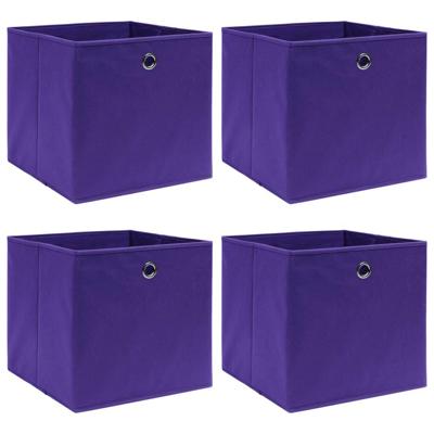 VidaXL Opbergboxen 4 st 32x32x32 cm stof paars