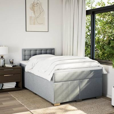 Boxspring met matras stof lichtgrijs 120x200 cm