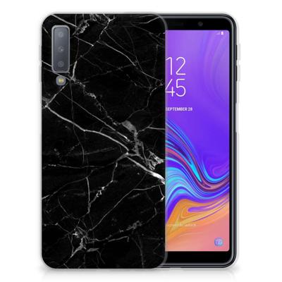 Samsung Galaxy A7 (2018) | TPU | Siliconen hoesje | Marmer Zwart - Origineel Cadeau Vader