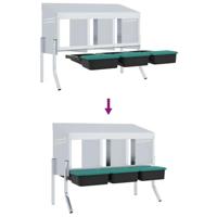 Kippennestkast 3 compartimenten met poten gegalvaniseerd staal - thumbnail