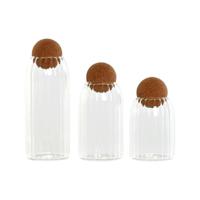 Set van 3 Potjes Home ESPRIT Transparant Kurk Borosilicaatglas 1 L 3 Onderdelen - thumbnail