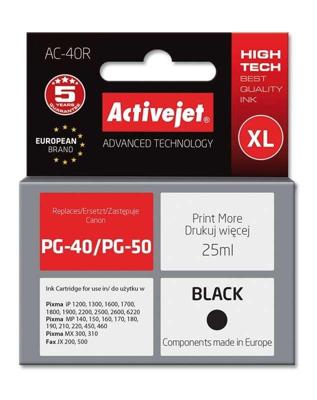 Activejet AC-40R inkt (vervanging voor Canon PG-40; Premium; 25 ml; zwart)