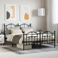 Bedframe met hoofd- en voeteneinde metaal zwart 140x200 cm - thumbnail