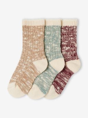 Set met 3 paar kabelgebreide sokken voor meisjes rouge Set met 3 paar kabelgebreide sokken voor meisjes rouge