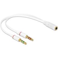 Delock 65585 Jackplug Audio Aansluitkabel [1x Jackplug female 3,5 mm - 2x Jackplug male 3,5 mm] 20 cm Wit - thumbnail