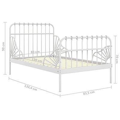 VidaXL Bedframe verlengbaar metaal wit 80x130/200 cm