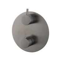 Caral Rond afbouwdeel inbouwthermostaat 2 weg gunmetal - thumbnail