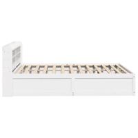 Bedframe met hoofdbord massief grenenhout wit 120x190 cm - thumbnail