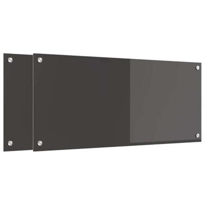 VidaXL Keuken spatscherm 2 pcs donkergrijs 90 x 40 cm gehard glas VidaXL Keuken spatscherm 2 pcs donkergrijs 90 x 40 cm gehard glas