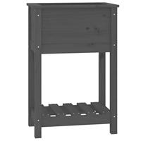 VidaXL Plantenbak met schap 54x34,5x81 cm massief grenenhout grijs - thumbnail