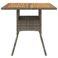 Tuintafel met glazen blad 80x80x75 cm poly rattan grijs - thumbnail
