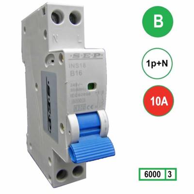 SEP Installatieautomaat B10 1polig+n 6kA 18mm breed 2300W maximaal