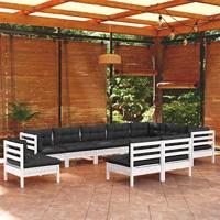 10-delige Loungeset met kussens massief grenenhout wit - thumbnail