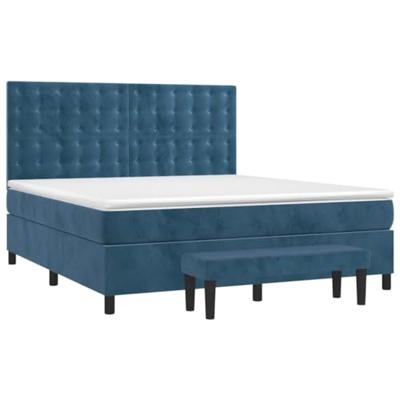 Boxspring met matras fluweel donkerblauw 160x200 cm