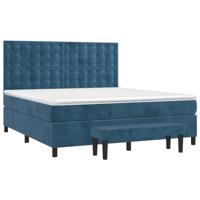 Boxspring met matras fluweel donkerblauw 160x200 cm - thumbnail