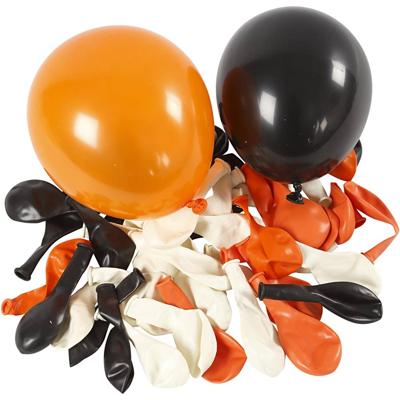 Creativ Company Ballonnen, rond, d 23-26 cm, zwart, oranje, wit, 100 stuk/ 1 doos