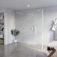 Fortifura Galeria Vrijstaande Inloopdouche - 180x200cm - Helder - antikalk - 8mm veiligheidsglas - 2 zijwanden 30cm - wandsteunen en hoekprofielen - Wit mat SW927768 2x/SW797920/SW797909 2x/SW541264 2x - thumbnail
