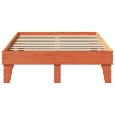 Bedframe zonder matras massief grenenhout wasbruin 135x190 cm