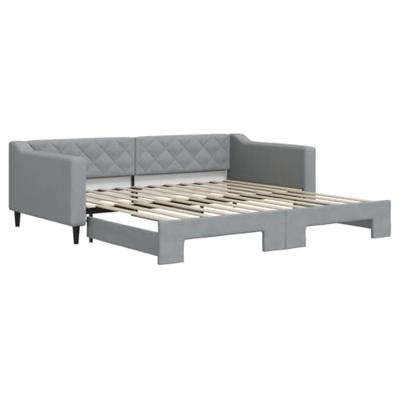 Slaapbank met onderschuifbed 100x200 cm stof lichtgrijs