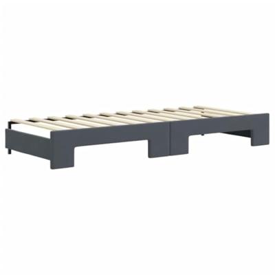 Slaapbank onderschuifbed matrassen 80x200cm fluweel donkergrijs