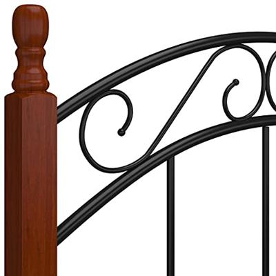 Bedframe metaal en massief eikenhout zwart 120x200 cm