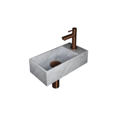 INK - Fonteinpack Marmer Links incl. Fonteinkraan - Design Sifon - Design Plug en Montageset - 360x180x90 Mm - Mat Wit Marmer/mat Rose Goud