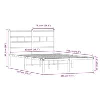 Bedframe zonder matras metaal gerookt eikenkleurig 150x200 cm - thumbnail