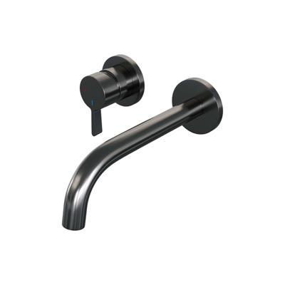 Brauer Gunmetal Edition Inbouw Wastafelmengkraan met Gebogen Uitloop en Rozetten Model E2 Gunmetal Geborsteld PVD