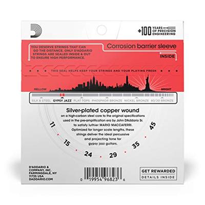 D&apos;Addario EJ84M loop end snarenset voor gypsy jazz gitaar