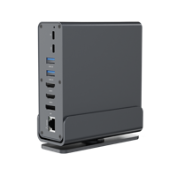 USB Type-C 15-in-1 multi-port adapter (USB hub A-poorten v.2x2 + v.3x3, Type-C + HDMIx2 + DisplayPort + PD + kaartlezer + Gigabit LAN + - thumbnail