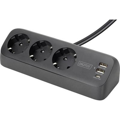 Digitus DA-70625 Bureaustekkerdoos Zwart Randaarde stekker 1 stuk(s)