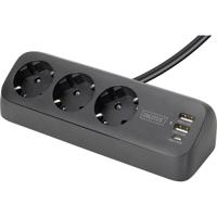 Digitus DA-70625 Bureaustekkerdoos Zwart Randaarde stekker 1 stuk(s) - thumbnail