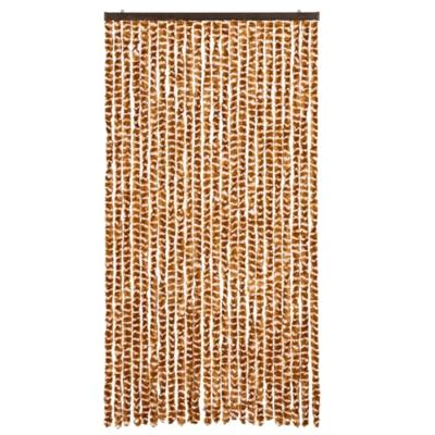 Vliegengordijn 100x220 cm chenille oker en wit