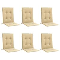 Stoelkussens 6 st lage rug 100x50x4 cm stof gemleerd beige - thumbnail