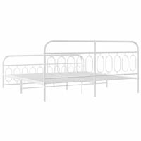 Bedframe met hoofd- en voeteneinde metaal wit 200x200 cm - thumbnail