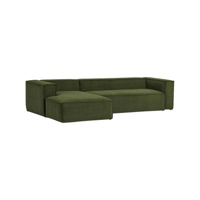 Kave Home Loungebank 'Blok' Rib, Links, kleur Donkergroen